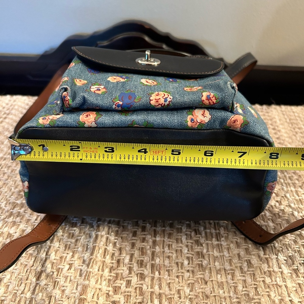 COACH Denim Floral Mini Backpack in Navy - Picture 4 of 16